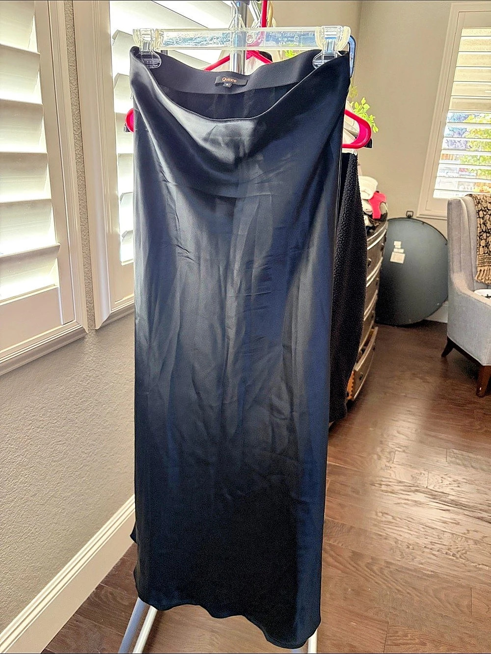 Quince 100% Washable Silk Skirt Black Size Small